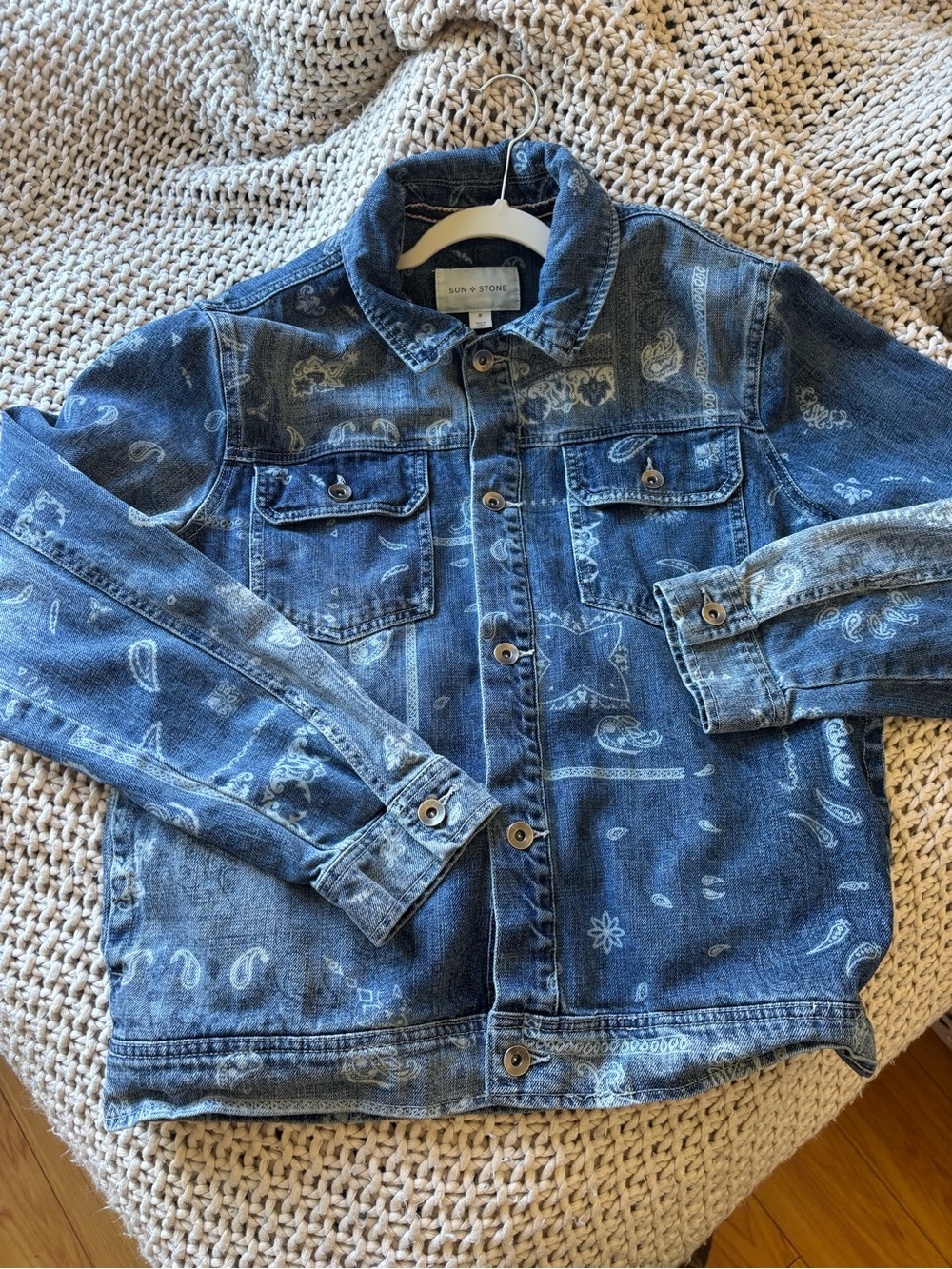 ' Blue Paisley Denim Jacket